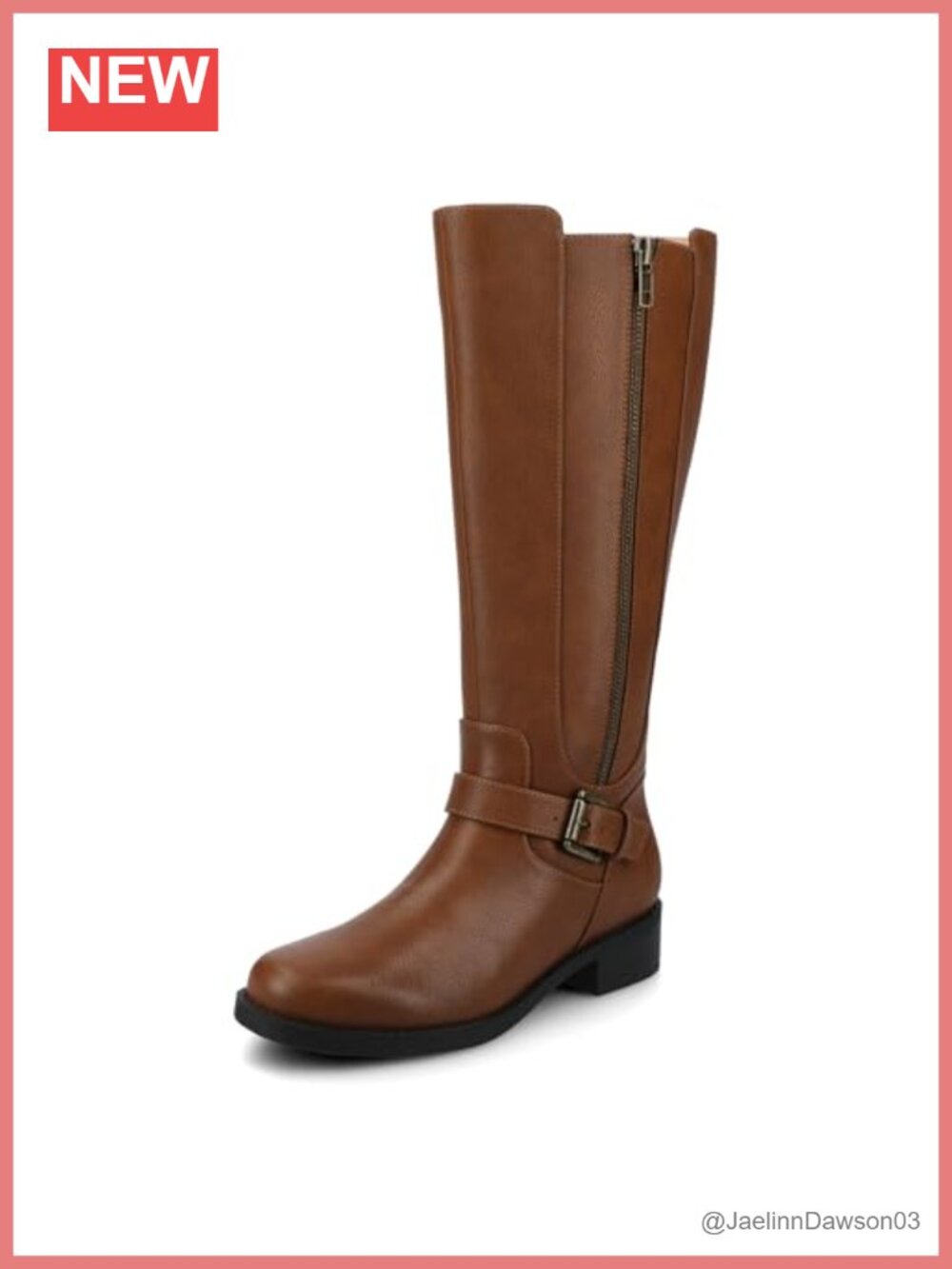 Journee Knee High Casual Boots PU Leather Round Toe Zip